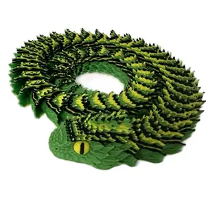 22 Inches Articulating Spiny Viper Snake Model - Green & Yellow Reptile with Spiky Texture