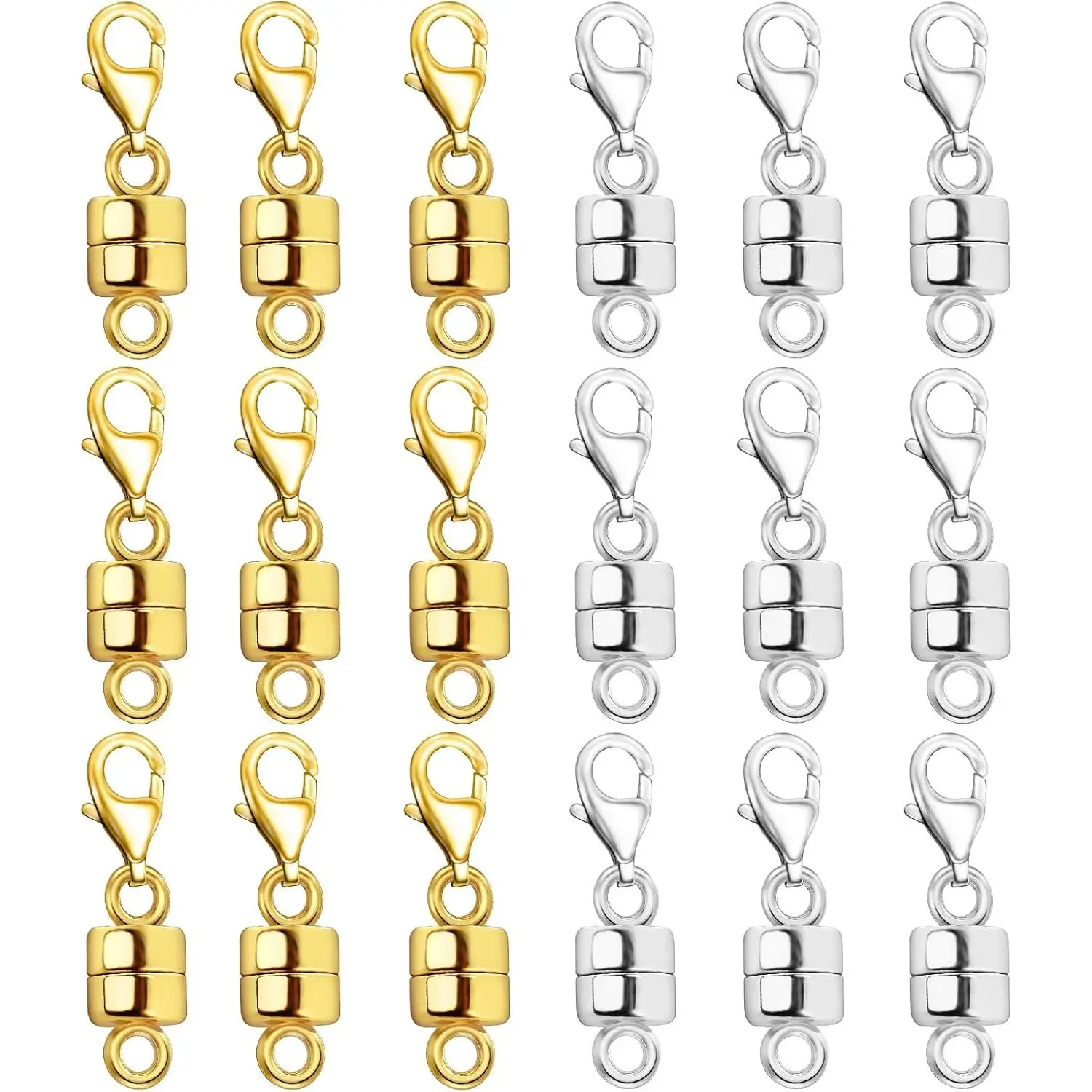Magnetic Necklace Clasp with Lobster Clasp 18K Gold and Silver Magnetic Jewelry Clasps for Necklaces Extender Bracelet Clasps and Closures