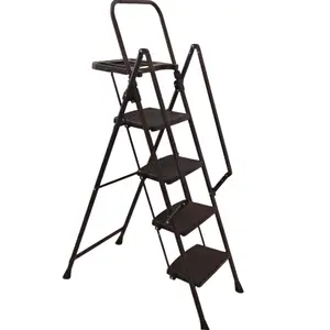 4 Step Ladder, Folding Step Stool with Non-Slip Wide Pedals, Soft Handle, Non-Slip Feet, Sturdy Steel Construction, 440 lb Capacity Steel Ladder, Suitable for Home & Office