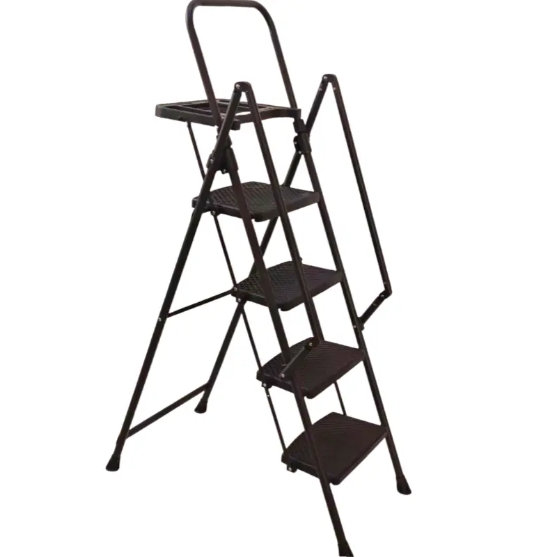 4 Step Ladder, Folding Step Stool with Non-Slip Wide Pedals, Soft Handle, Non-Slip Feet, Sturdy Steel Construction, 440 lb Capacity Steel Ladder, Suitable for Home & Office