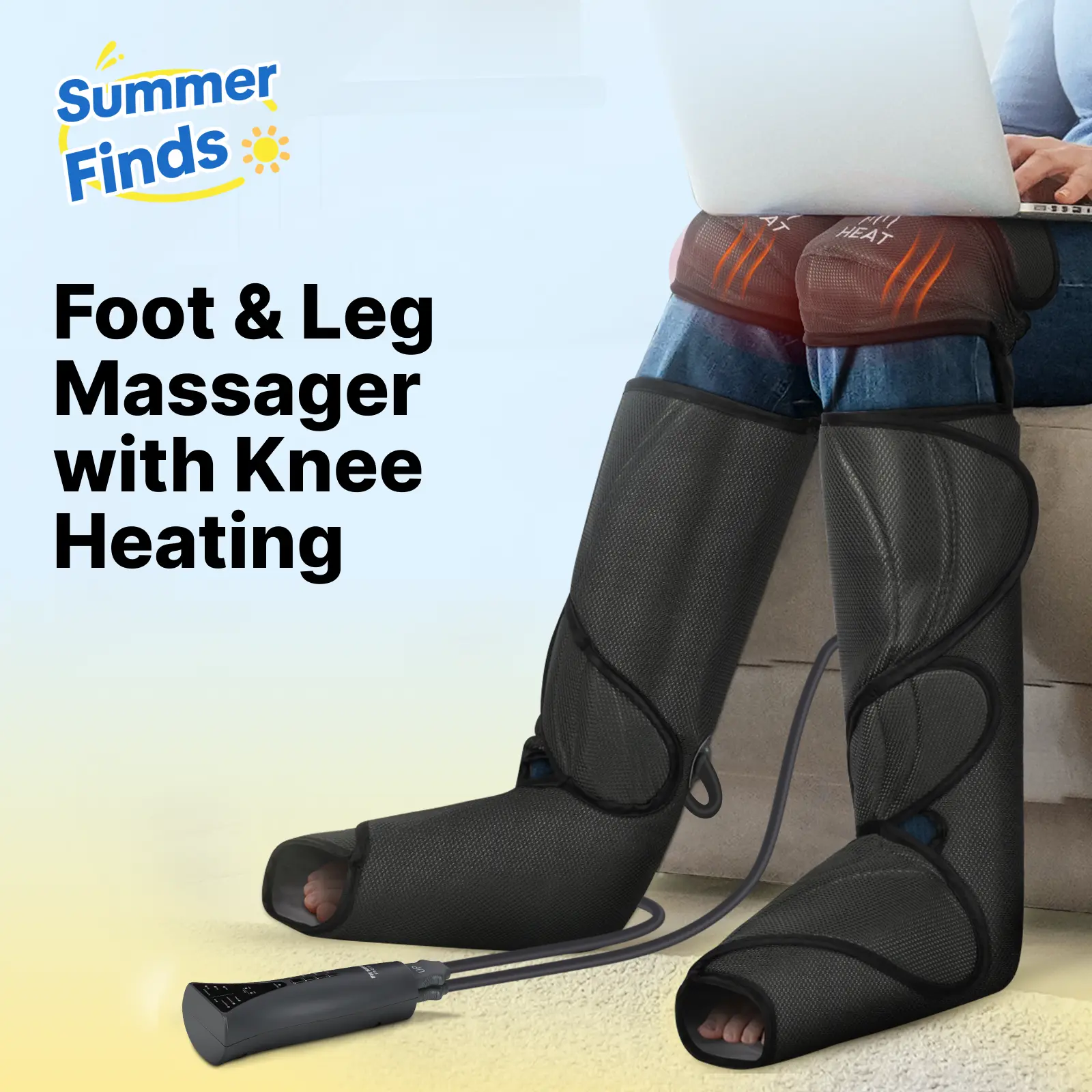 【FIT KING】Air Compression Leg Massager with Knee Heating for Enhanced Comfort - Includes Handheld Controller leg massager with knee relaxation Massaging Device for Relaxing Foot Spa Machine gift