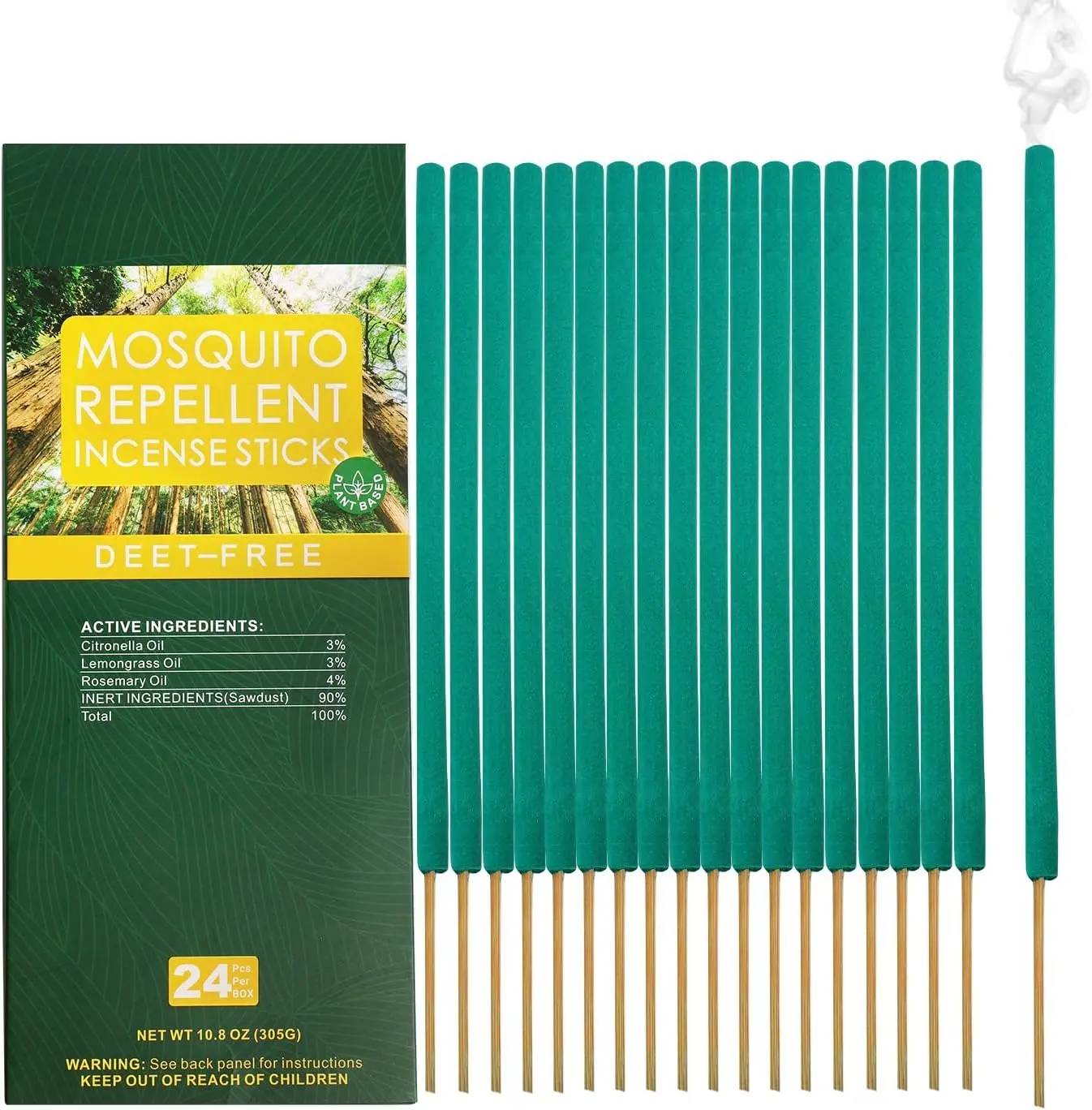 Citronella Bug Repellent Outdoor Mosquito Repellent Sticks, DEET Free Plant-Based Mosquito Repellent Outdoor Patio Incense Sticks Scented Perfume