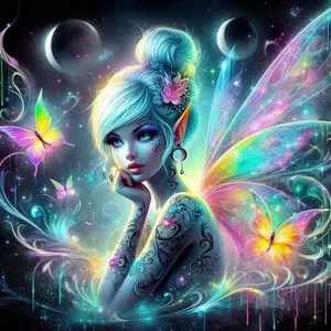 5D DIY Diamond Arts Colorful Painting Kit, Butterfly & Fairy Pattern Diamond Arts Colorful Painting Without Frame, DIY Decor Painting for Bedroom