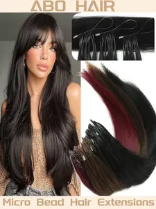 Micro Bead Hair Extensions 50s/pack, 8D Nano Ring, Invisible Mini Silicon Beads, Easy to Install, Human Hair Extension, 30g/pack, 12-20inch