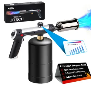 Powerful Propane Torch(Propane Tank Not Included),Outdoor Cooking Spray  Adjustable Flame, One-button Start Maximum Heat,Suitable Outdoor Weeding,BBQ, Campfires ,  Excellent Gift Christmas and New Year with Mens