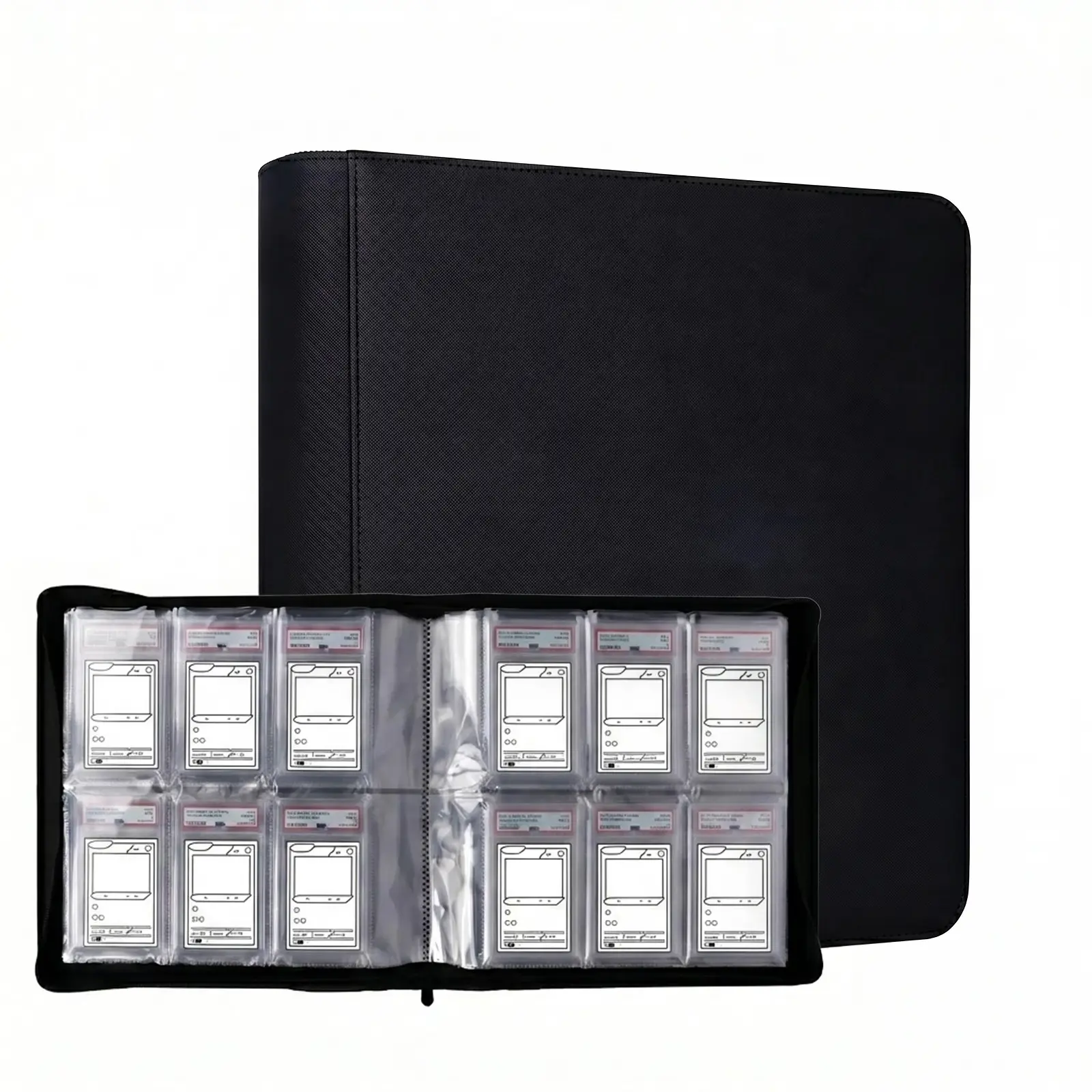 Black PSA Slab Binder Organiser - 6-Pocket Home Storage Binder, Card Holders for Holding 60 Graded Cards