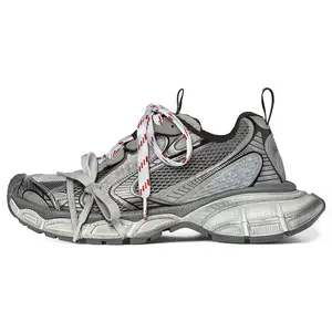 Balenciaga Paris 3XL Lace-Up Platform Low-Top Dad Sneakers for Women in Gray Distressed Finish