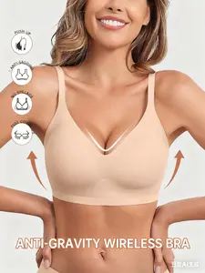 [BUY 1 Get 2 Free] Jelly Wireless Womens Comfortable Beige Wireless Bras Push Up Bralettes Seamless Tshirts Bras Deep V Everyday Bras Adjustable Back Support Belt corset cup size tops leg garter Women's Over-Knee Sticky Trendy Leopard Print socks women
