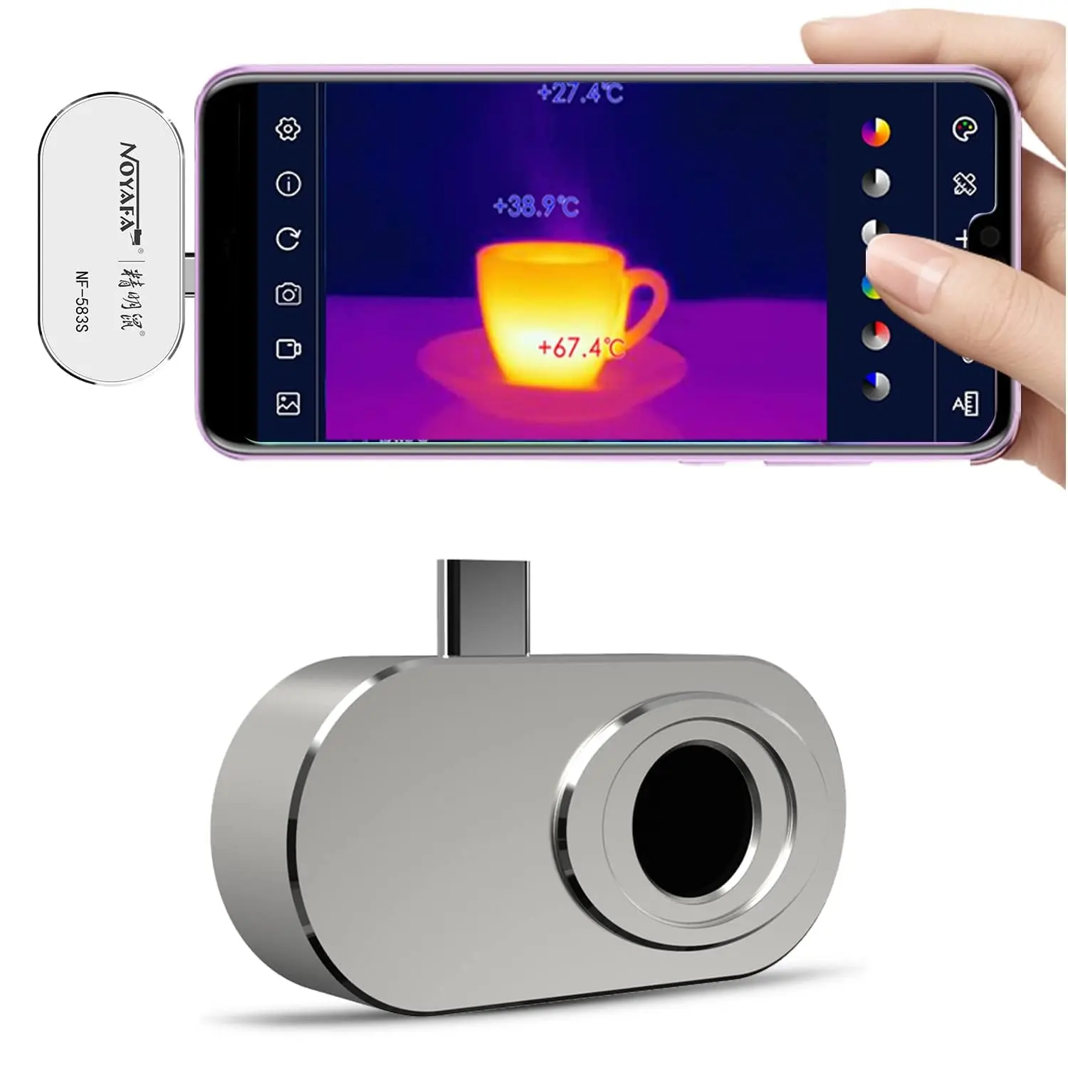 NOYAFA Thermal Camera Android, Support Video Recording 6 Color Palettes,Thermal Camera for Smartphone 160x120 IR/25HZ Infrared Thermal Imager