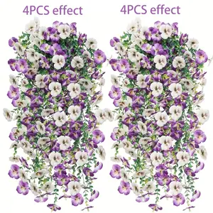 8pcs High-Quality Artificial Viola Tricolor Vine, Artificial Hanging Flower, Fake Flowers Outdoor, UV Resistant Outdoor/indoor Decor, Perfect for Holidays & Anniversaries