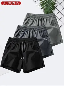 Men's Casual Shorts Set, Breathable Sporty Three-Quarter Pants, Quick-Dry Beach Shorts, Fitted Natural Waist with Pockets