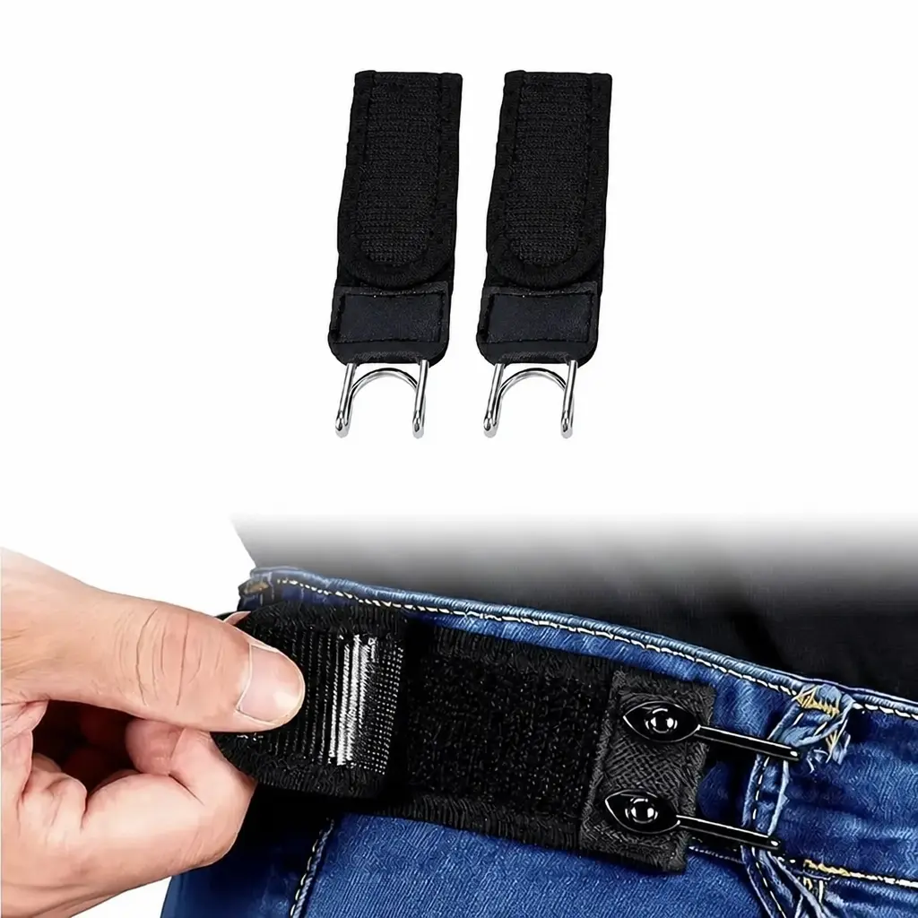 2 Pack Unisex Invisible Elastic Belt, Unisex Elastic Waistband with Metal Hook, Buckleless Hook Elastic Belts, Buck Belt Hook, Versatile Invisible Magic Tape Belt for Daily Sports Jeans Pants