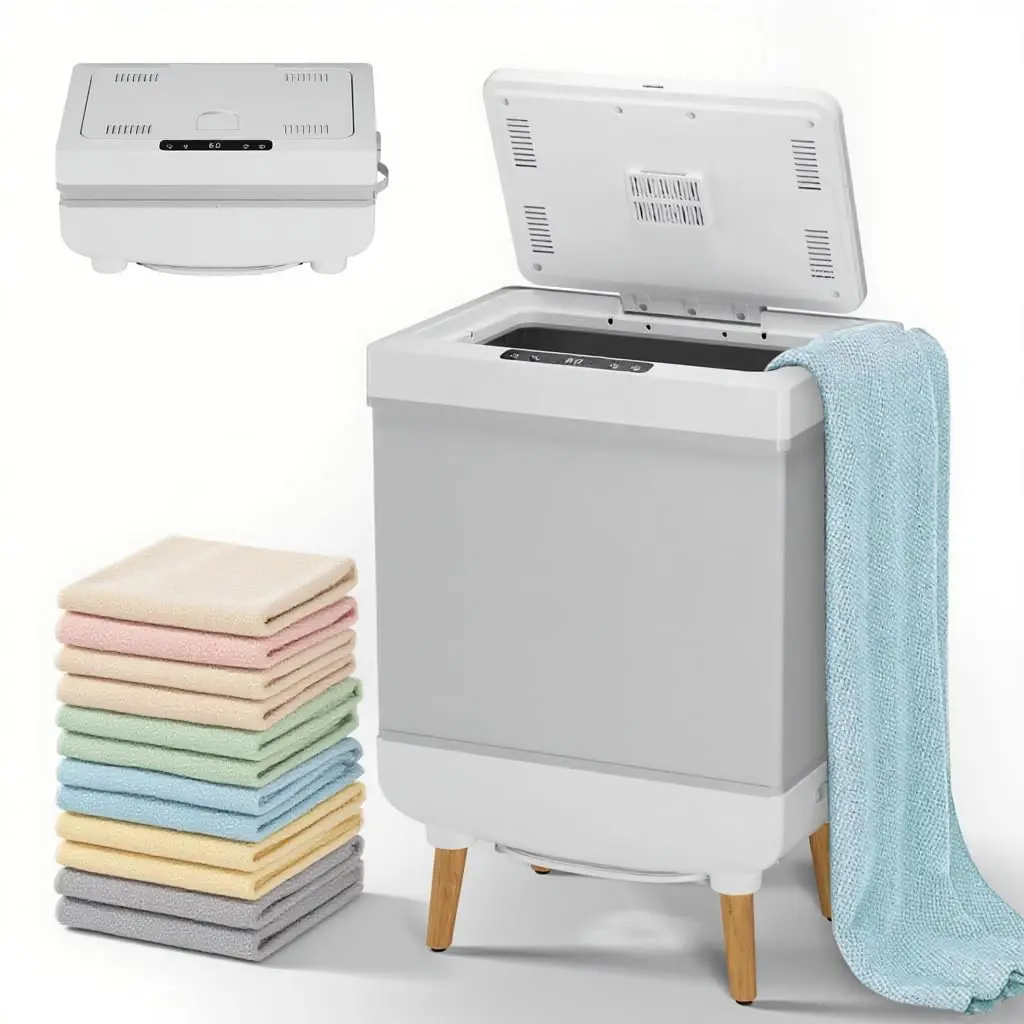 Large Towel Warmer for Bathroom Heated Towel Warmers Bucket, Auto Shut Off, Wood Handle, Fits 6 Oversized Towels, Bathrobes, Blankets, Clothes, for Spa, for Mother's Gifts