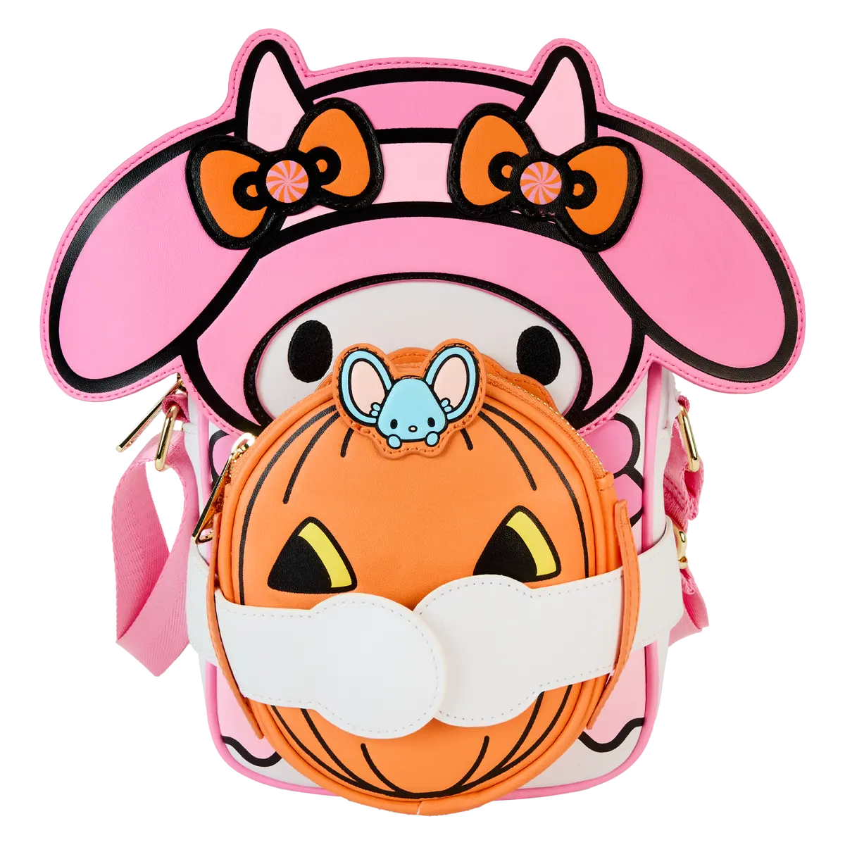 Sanrio My Melody Pumpkin Crossbuddies® Cosplay Crossbody Bag with Coin Bag, Casual Crossbody Bag, Pu Leather Crossbody