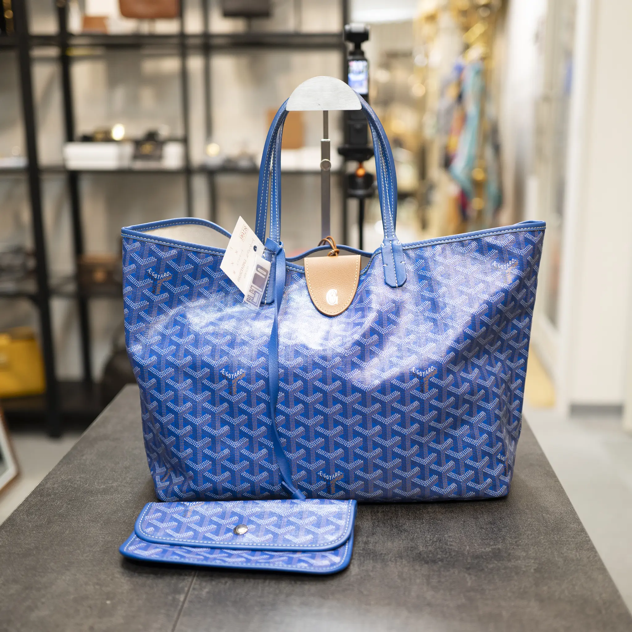 Pre-owned Goyard Goyardine Canvas Tote bags St. Louis GM Tote Blue (with pouch)