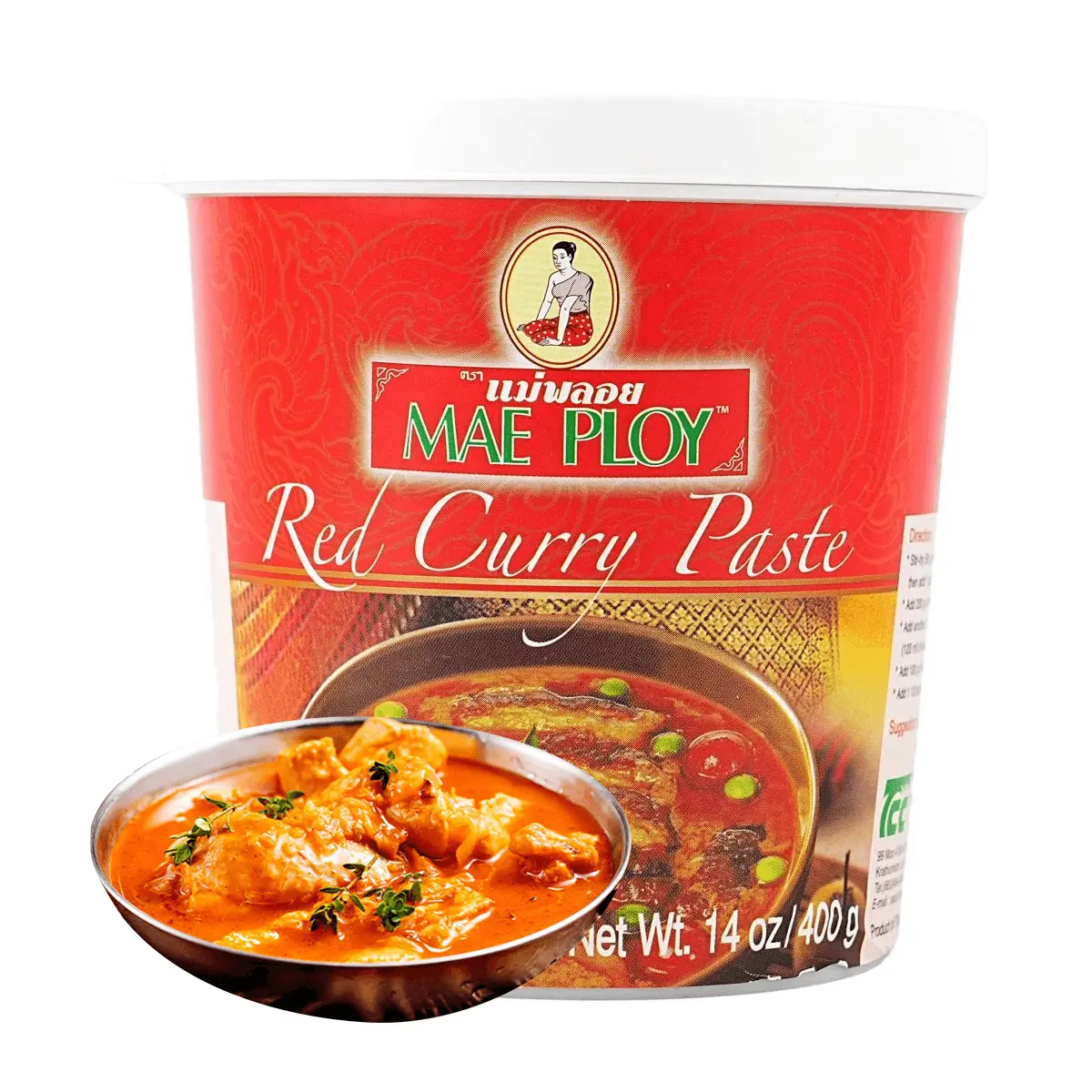 MAE PLOY Thai Red Curry Paste 400g - Spicy Thai Curry Sauce for Meat Dishes