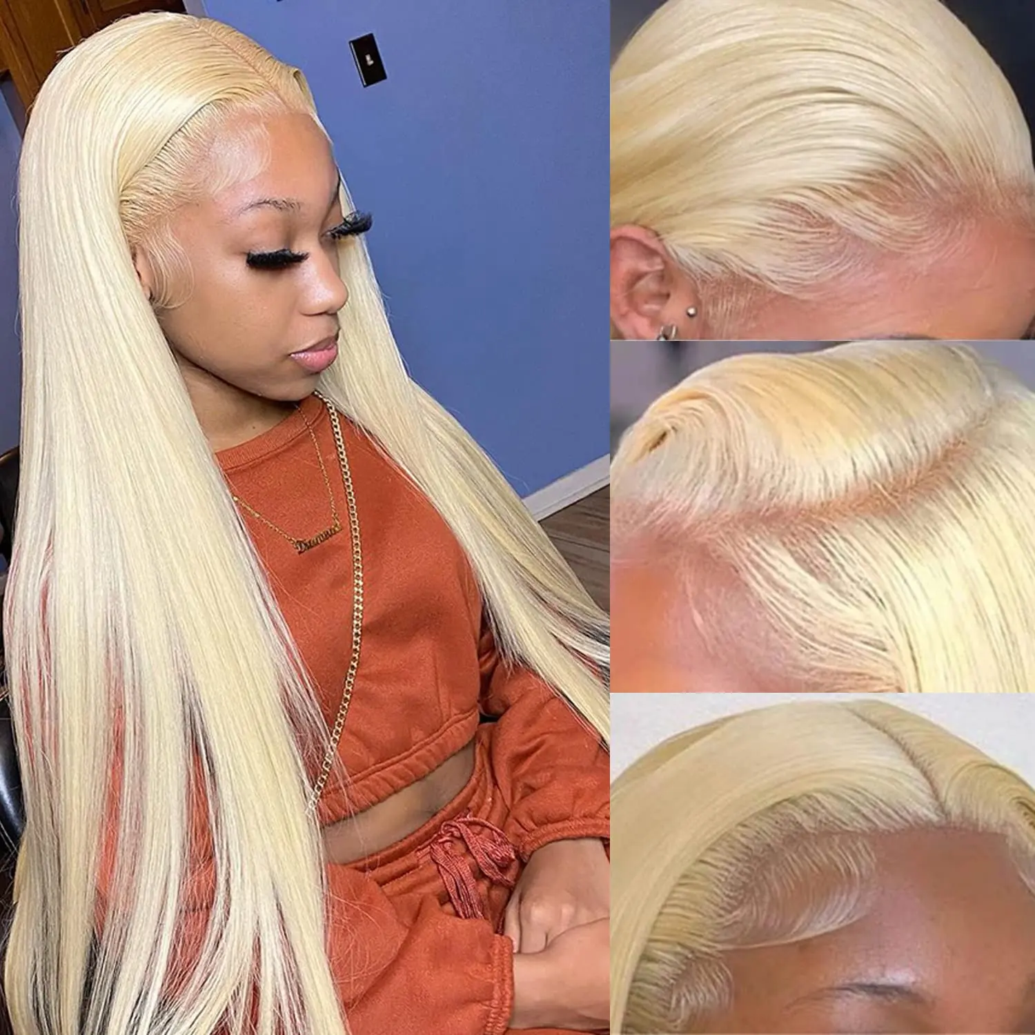 YAWAWE Hair Colored 613 Blonde Glueless Wigs Honey Blonde Straight HD Lace Frontal Wigs Human Hair 180% Brazilian Straight Lace Closure Wigs For Women