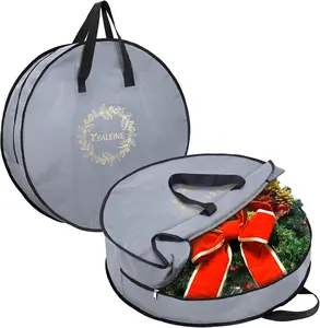 2 Pack Wreath Storage Container, Christmas Wreath Storage Bag with Reinforced Handle for Holiday Xmas