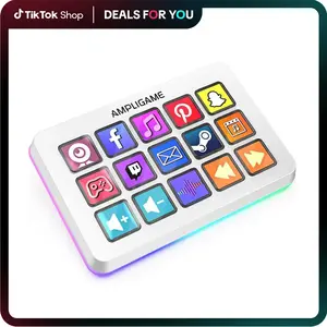 FIFINE AmpliGame LCD Keyboard with 15 Shortcuts for OBS Streaming Studio with Macro Keys, Trigger Actions, PC Media RGB Gaming Controller Deck for Content Creation/Office Work-D6