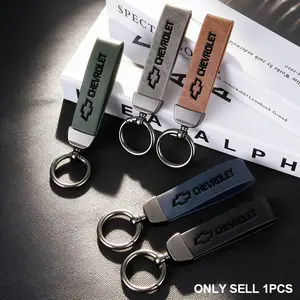 Car Badge Luxury Leather Keychain Auto Emblem Keyring Pendant Accessories For Chevrolet Corvette Montana TrailBlazer Silverado Traverse Camaro Suburban Equinox Bolt Cruze Malibu Colorado Trax SS Spark Captiva Onix Spin Impala Cobalt