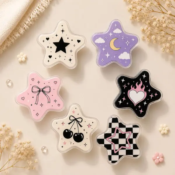 Cute Star Magnetic Phone Case, Funny Summer Pastel Ocean Pop Socket, Aesthetic Cottagecore Phone Stand Holder, Fun Gift for Star Lovers