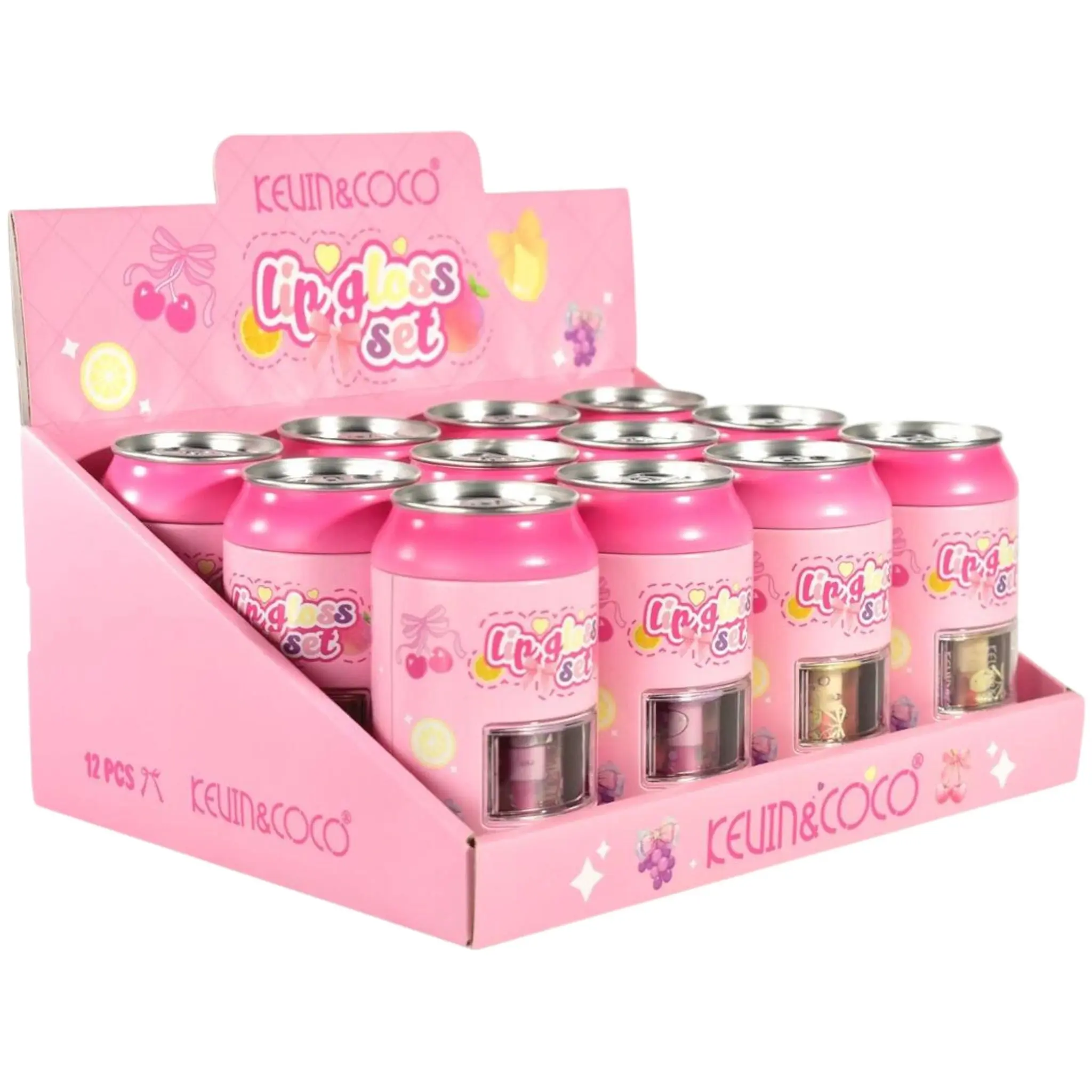 Kevin & Coco Soda 4pc Lip Gloss - Wholesale Display 12 Sets (KC1136)