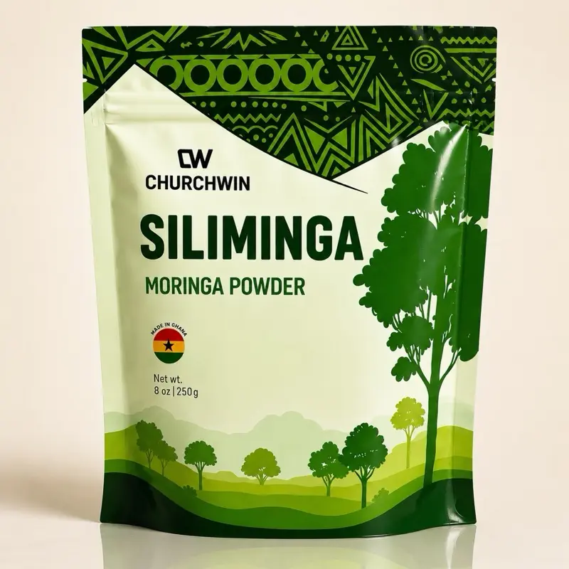 ChurchWin Moringa Leaf Powder 8oz - 100% Pure, Vegan Superfood Green Powder, Non-GMO, No Preservatives, Made in Ghana - For Smoothies, Tea