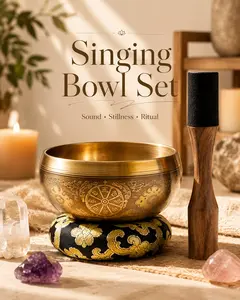 Tibetan Singing Bowls, Authentic Meditation Sound Bowls Handcrafted in Nepal for Yoga, Chakra Healing, Mindfulness, Self Care Spiritual Gifts for Women