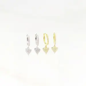 Cz heart Huggies earrings