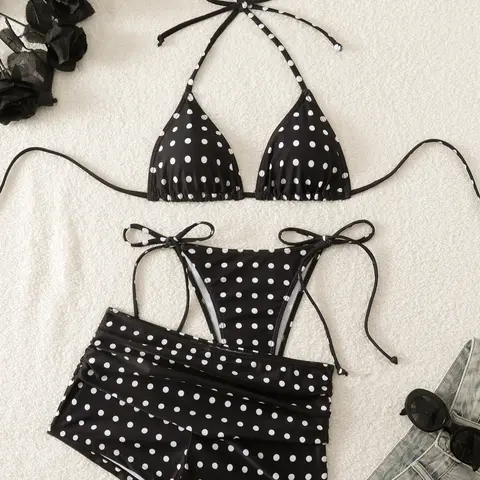 Women's Fashion Three-Piece Bikini Set, Swimsuit for Beach & Pool, Stylish Summer Swimwear for Vacation, Beachwear, Bikinis Set