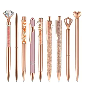 Glitter Ballpoint Pen Set, 1 Set Artificial Diamond Pen, Creative Metal Pen for Students, Wedding Desk Supplies Gift, Unique Pens, Writing Pens