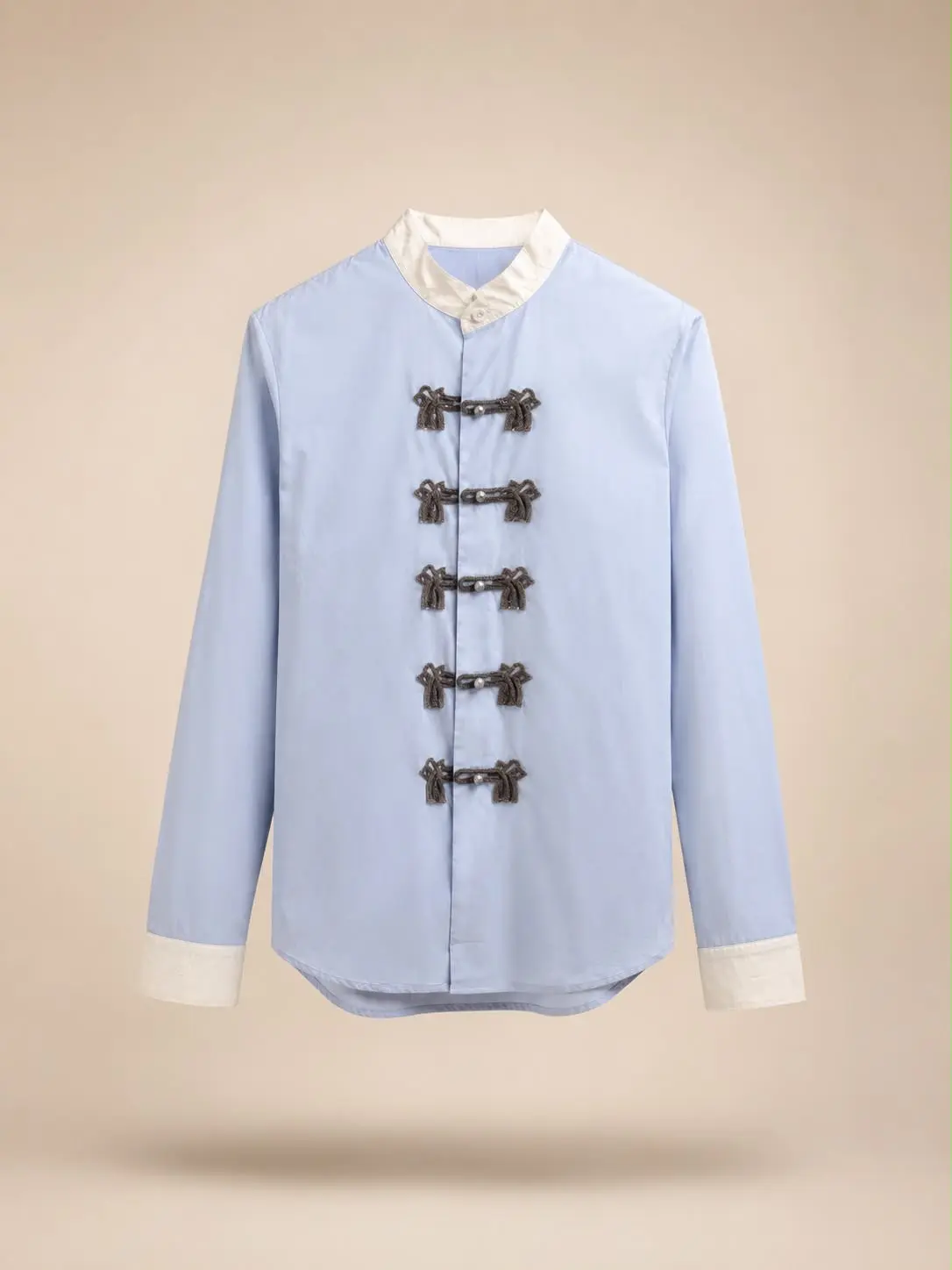 Long Sleeve Designer Blouse- Blue/White