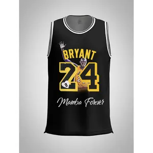 Los Angeles Kobe Bryant # 8 # 24 Mamba Forever Tribute Basketball Jersey Black Gold Breathable Mesh Sleeveless Double Number Print for Fans Kobe Supporters Legends Collectors & Mamba Mentality Enthusiasts Breathable Athletic Top