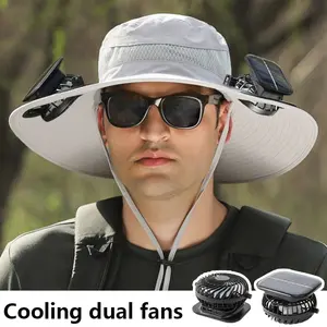 2025 New Solar Fan Outdoor Fishing Hat-Solar Sun Protection Sun Hat with Fan Solar Fan Hat Dual Power Supply FanGarden Cooling Work Cap