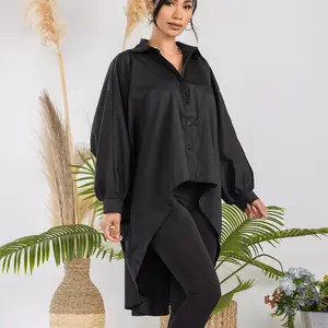 Elegant Women's Formal Duck-Cut Shirt - Black, Tailored Fit for Sophisticated Occasions Top Womenswear Long Sleeve Blouses