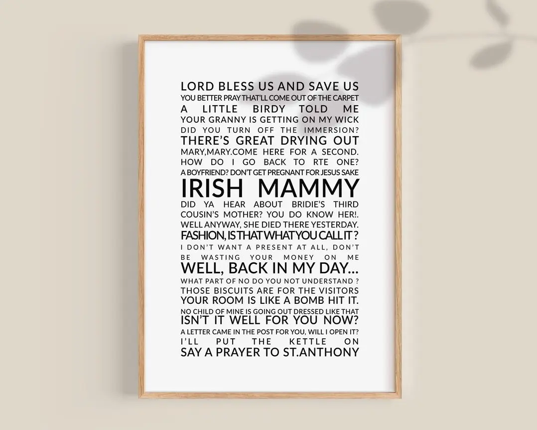 "Irish Mammy Gift – St. Patrick’s Day Wall Art for Home Decor – Perfect Ireland Poster & Printable Gift for Irish Mother or Grandma on Mother's Day"