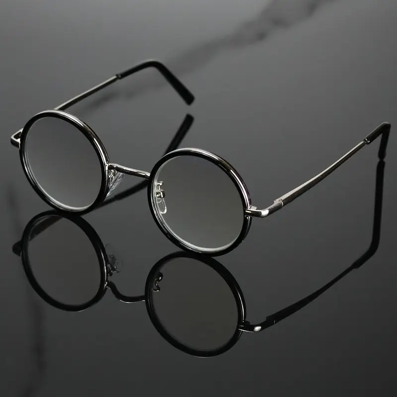 Retro Round Reading Glasses with Metal Hinge & Spring Arms - Comfortable Nose Pads, Fashion Presbyopia Eyewear for Men & Women Blue Light Blocking Screens Unisex Photochromic Black green golf