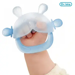 Dr.Isla No-Drop Baby Teether, Soothe Crying Baby, Stop Dirty Finger Sucking, Calm Fussy Infants, Anti-Dust Frosted Silicone, Pet Hair Proof, 3M+, Soothes Gums, Food Grade BPA Free, Standing Base, Bunny Buddy, Storage Case, Clean & Safe #summervibes