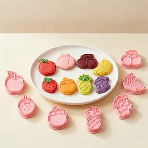 8-Piece Fruit Cookie Cutter Set, Cookie Cutter Stamps, Fondant Baking Tools, Baking Utensils Supplies, Royal Icing Cookie Cutters, Cookie Molds and Embossing Machine, For Baking Cookies, Pastries, Biscuits, Cake Decorations, Baking Supplies Kit