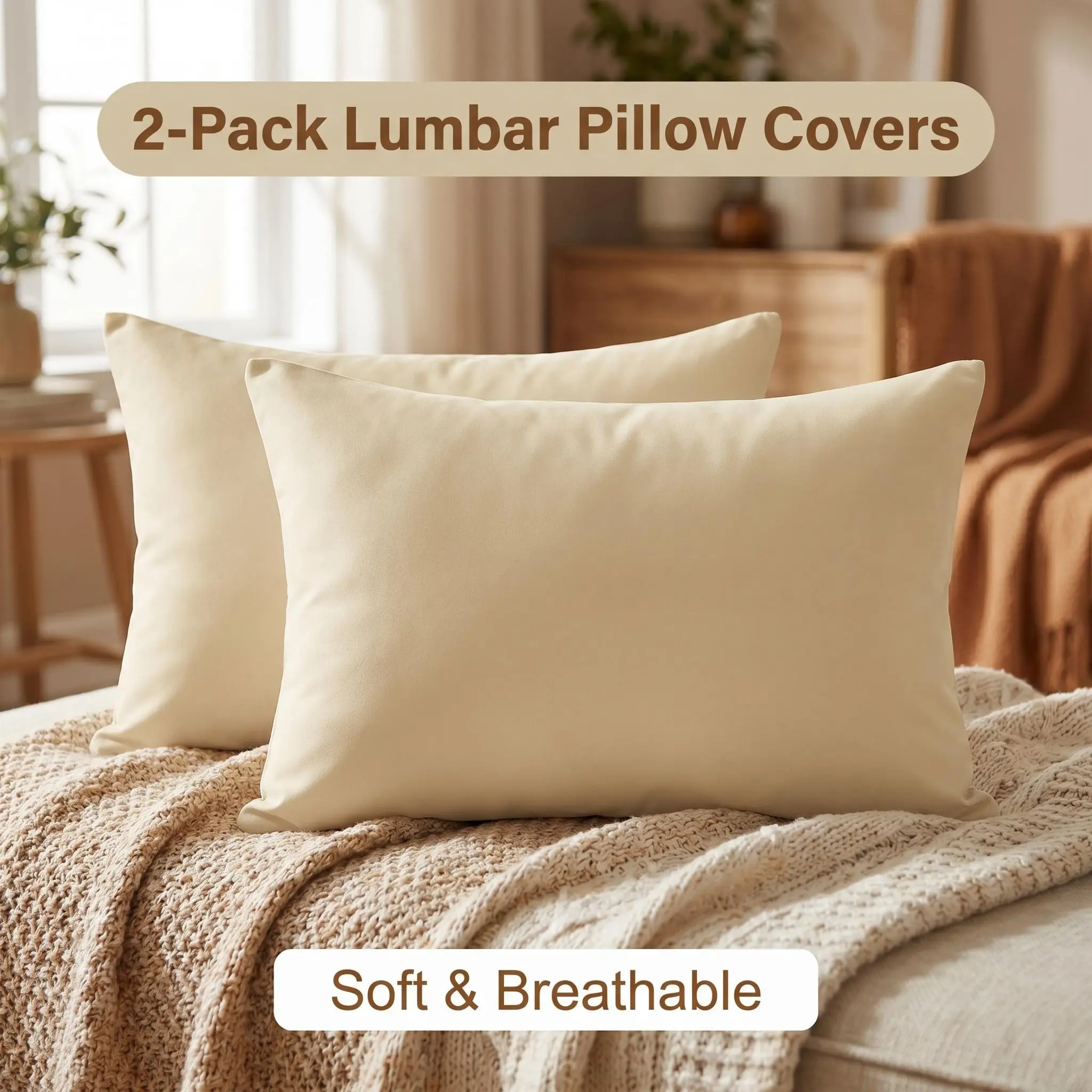 Bedsum 13"x18" 2 pieces 100% Brushed Microfiber Zippered Pillowcases, Super Soft and Cozy Travel Pillow Cases