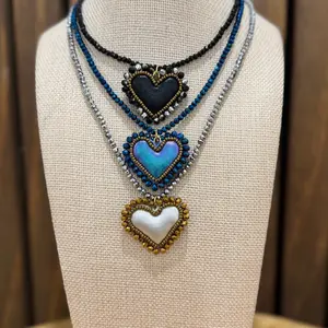 Beautiful short handmade heart necklaces.