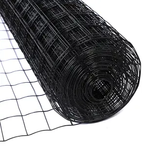 Black PVC Coated Welded Wire Fence 36 Inch x 50 Foot, 2 Inch x 3 Inch 16GA, Garden Border Fencing Roll Vinyl Coating Metal Wire Mesh for Yard Vegetable Plant Protection Poultry Netting