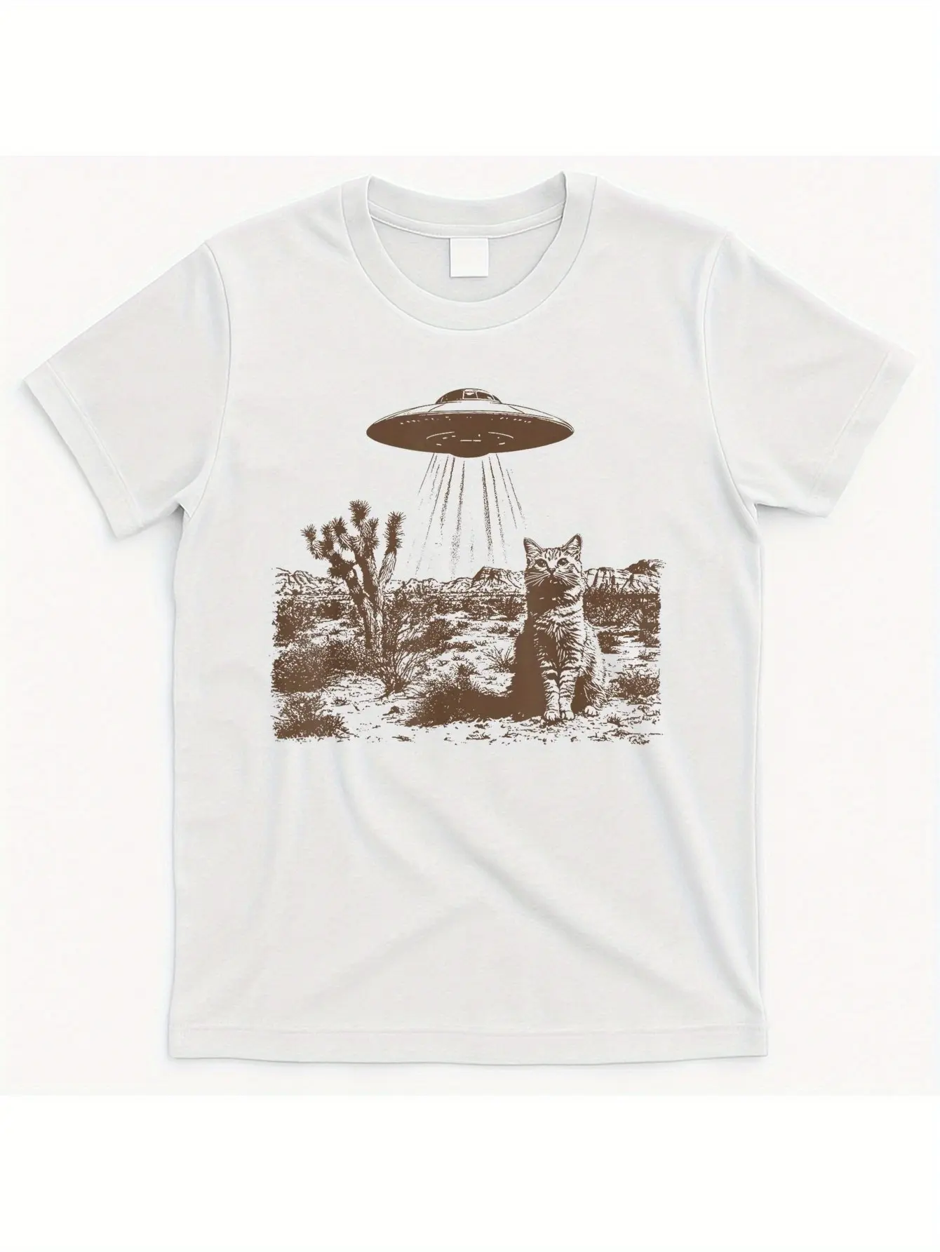 retro-90s-western-ufo-cowboy-cat-wild-west-kitten-vintage-t-shirt_r9w3251793-at_white_product_imageWestern Cowboy Gift, Unisex, Soft and Breathable, Lightweight - Crew Neck, Regular Fit - Machine Washable, Comfortable Cotton Crew Neck Short Sleeve Graphic