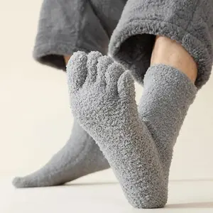 Coral Fleece Five-Toe Socks for Winter, Warm and Cozy Sleep Socks for Men and Women, Anti-Cold Home Socks, Perfect Christmas Gift