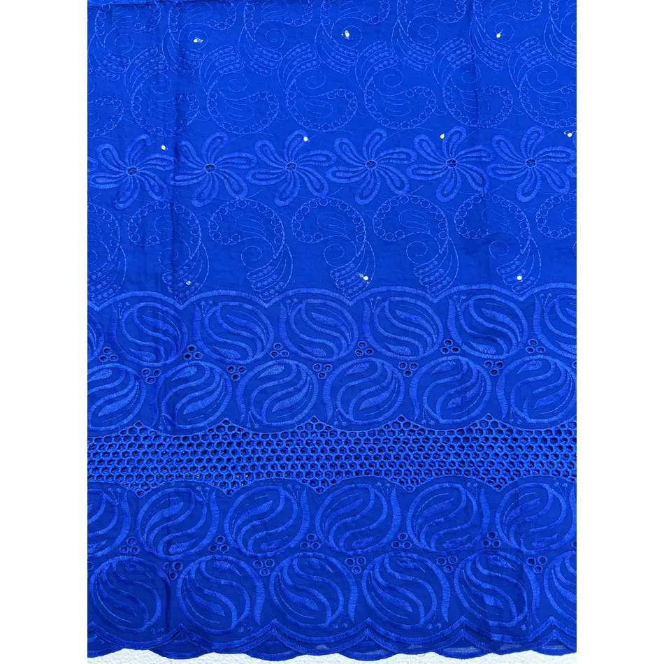 Azure Blue Swiss Voile Cotton Lace, 5yd Piece with Shimmering Stones - Bridal Wedding Dresses, Evening Wear & Curtains African Dressmaking Fabric Accessory, 5-Yard Piece, Home Décor