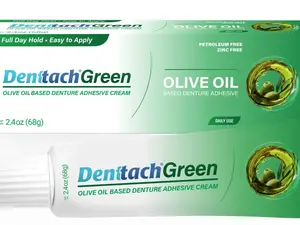 Denttach Green Olive Oil Based Denture Adhesive for Daily Use