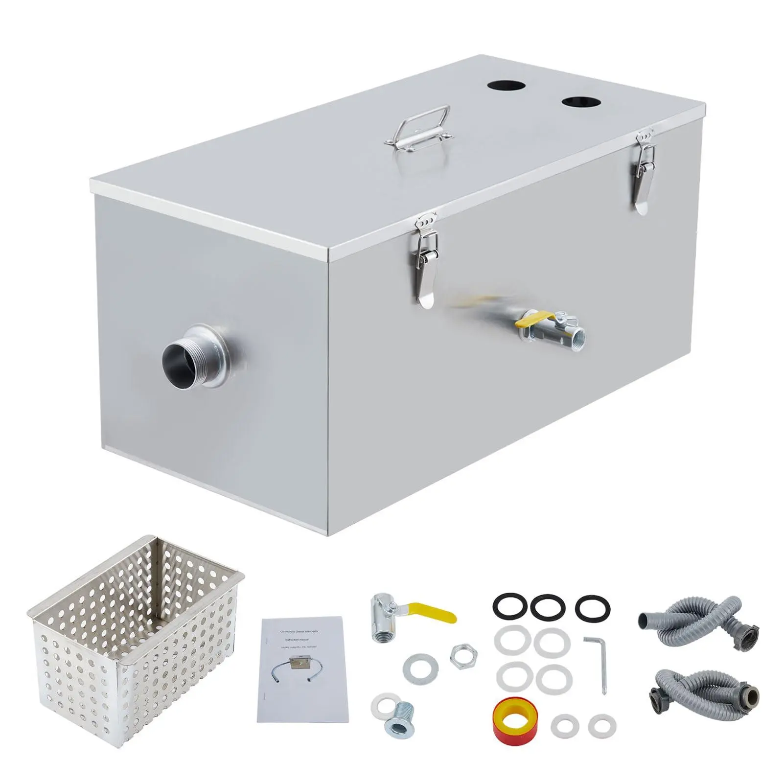 Commercial Grease Trap, 13Gpm Oil-Water Separator, Side Inlet Interceptor, Under Sink Grease Trap, for Restaurant Canteen Kitchen pe rattan clog remover mat easy clean atv tire 3-piece patio  Outdoor Conversation  Set wlm tractor wicker metal garage