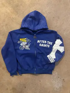 PATCHWORK BLUE ZIP UP