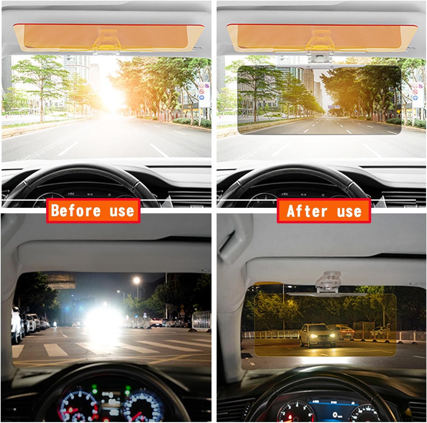 Car Visor 2 in 1 Day and Night Anti-Glare, Automobile Sun Anti-UV Block Visor, Non Glare Anti-Dazzle Sunshade Mirror Goggles Shield for Driving Goggles, Windshield Visor (Two Color 1 Pack)