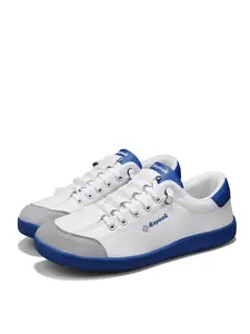 Unisex Wide Fit Athletic Shoes, Lightweight Comfortable Barefoot Running Sneakers, Plain Low Top Synthetic Leather Rubber Sole